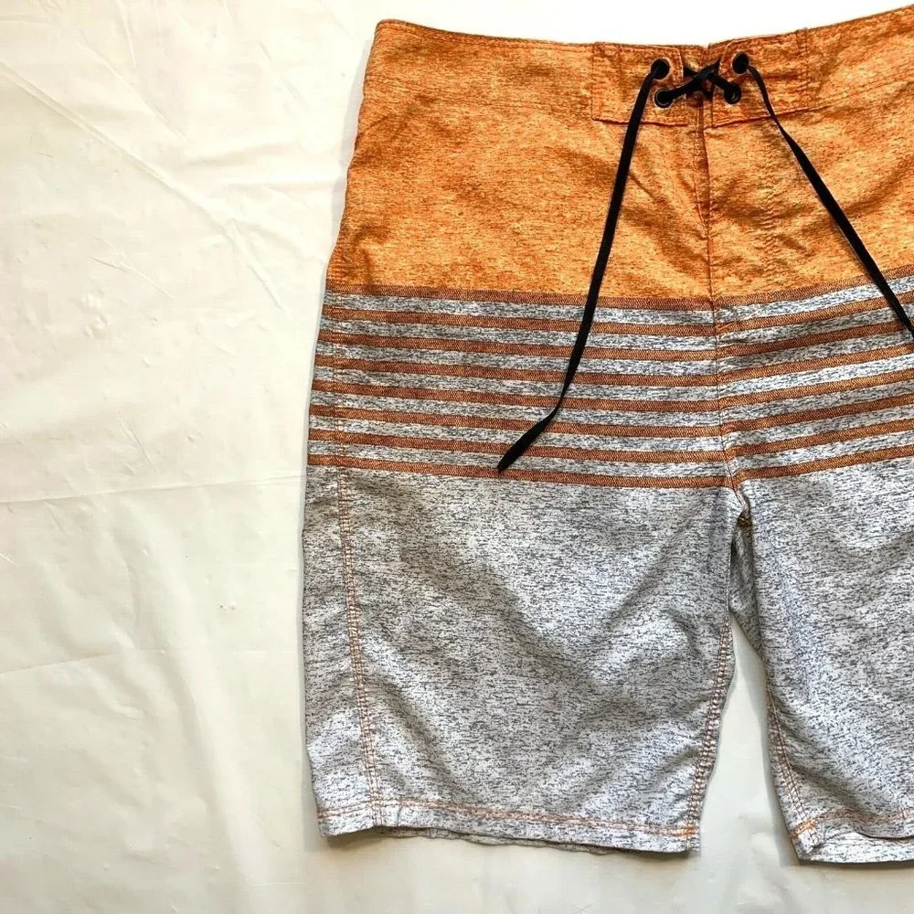 Hurley Board Shorts Swim Trunks Mens 30x9 Striped‎ Heather Surfing Beach Summer